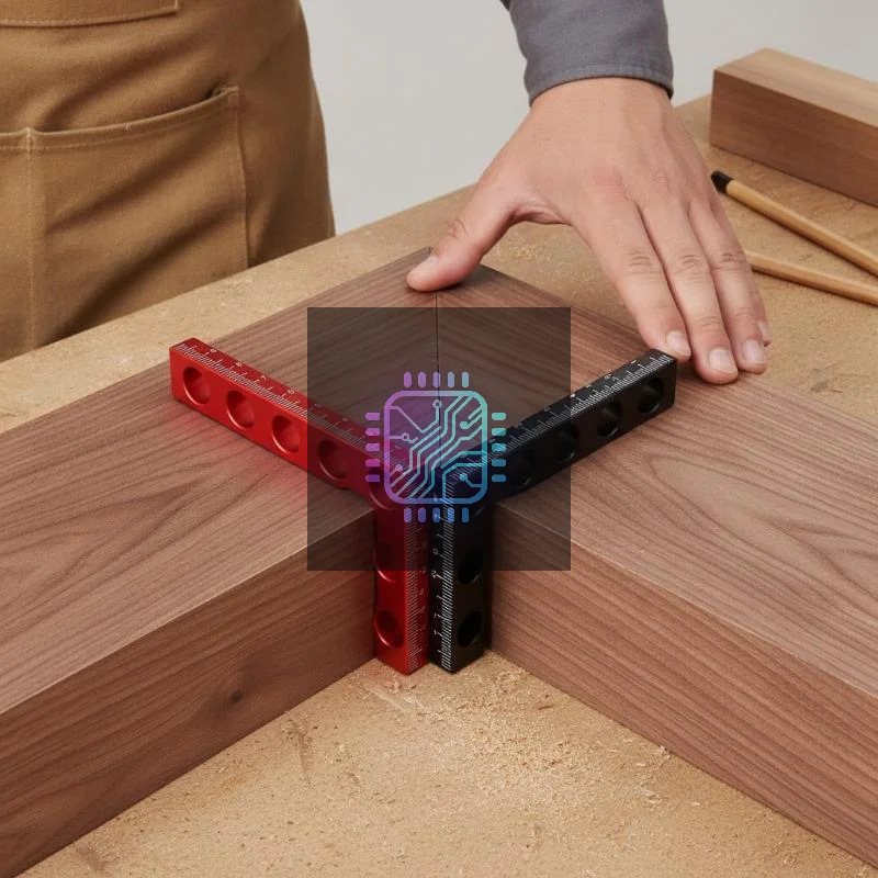 90 Degree Pocket Square Gauge High Precision Aluminum Woodworking Edge Marking Tool for Cabinet Making Projects