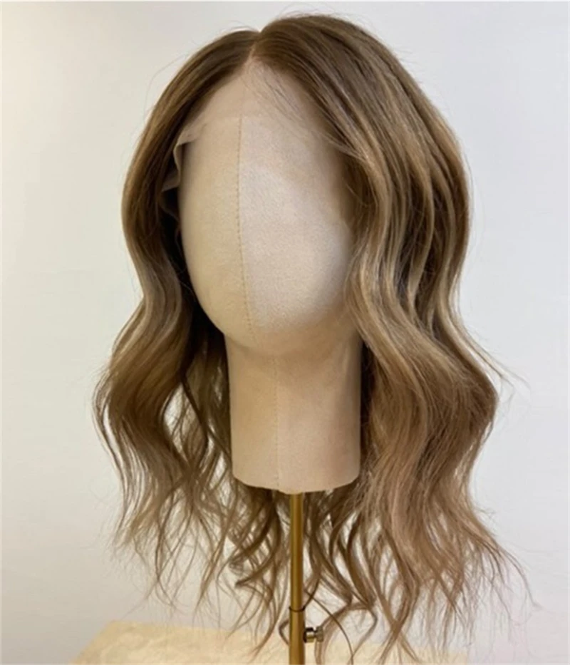 

Ombre Brown Blonde HD Synthetic Lace Front Wig Gift For Her Heat Resistant Fiber Wig Good Quality Wigs 180% Density Women's Wig