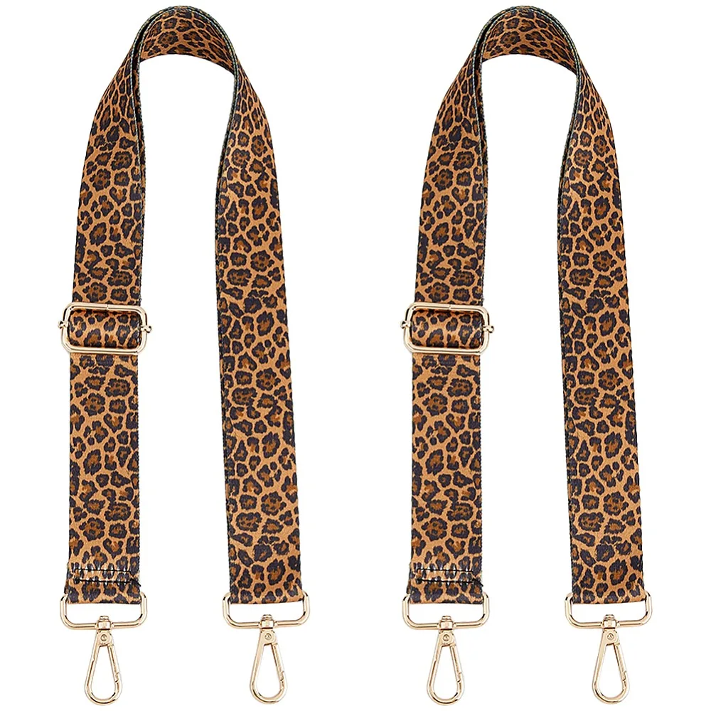 

Adjustable Leopard Print Polyester Bag Strap with Alloy Swivel Clasps for Bag Replacement Accessories Light Gold Saddle Brown