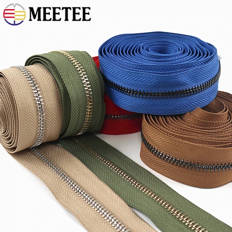 

1/3/5Yards 5# Metal Zipper Tape Continuous Zip Chain for Jacket Coat Pants Garment Replace Repair Zips Tailor Craft Accessories