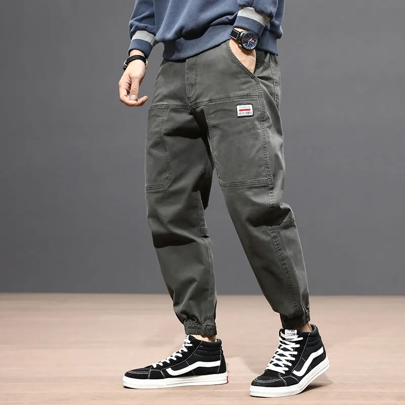 

Street Fashion Men Jeans Gray Big Pocket Spliced Designer Casual Cargo Pants Hombre Hip Hop Joggers Men Loose Fit Harem Trousers