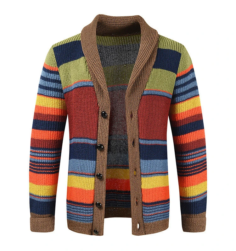 Autunno inverno Vintage Mens Cardigan maglione cappotto Patchwork lavorato a maglia Outwear con tasca caldo Cardigan in lana maglione maglione 2024