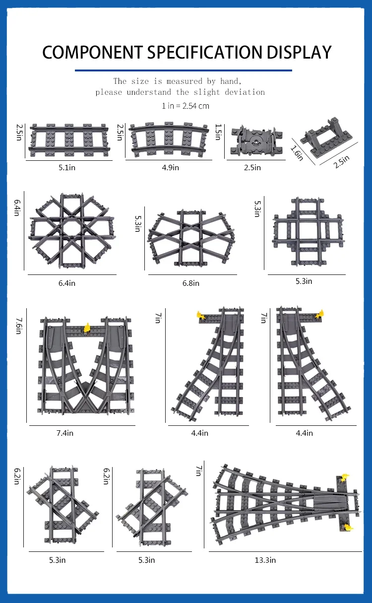 Stadt Zug Gleise DIY MOC Set Gerade Gebogene Flexible Schienen Schalter Gabel Bausteine Kreative Spielzeug für Kinder Modell Montage – Detail 5