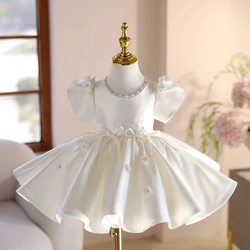 Flower Girl Wedding Dress for Little Girls, Host French Light Luxury Niche High-end Birthday Banquet Girl's Wedding Dress Prince