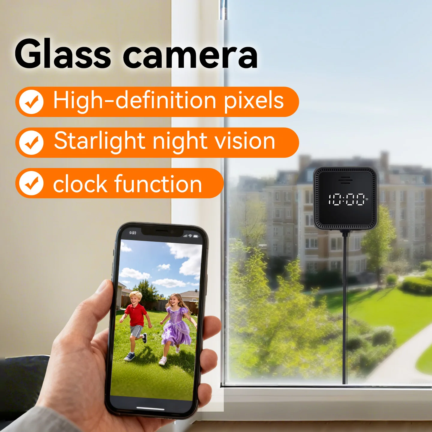5MP Tuya Window Camera 5G WiFi Indoor Home Security Camera Color Night Vision Motion Detection 24/7 Recording Glass Surveillance