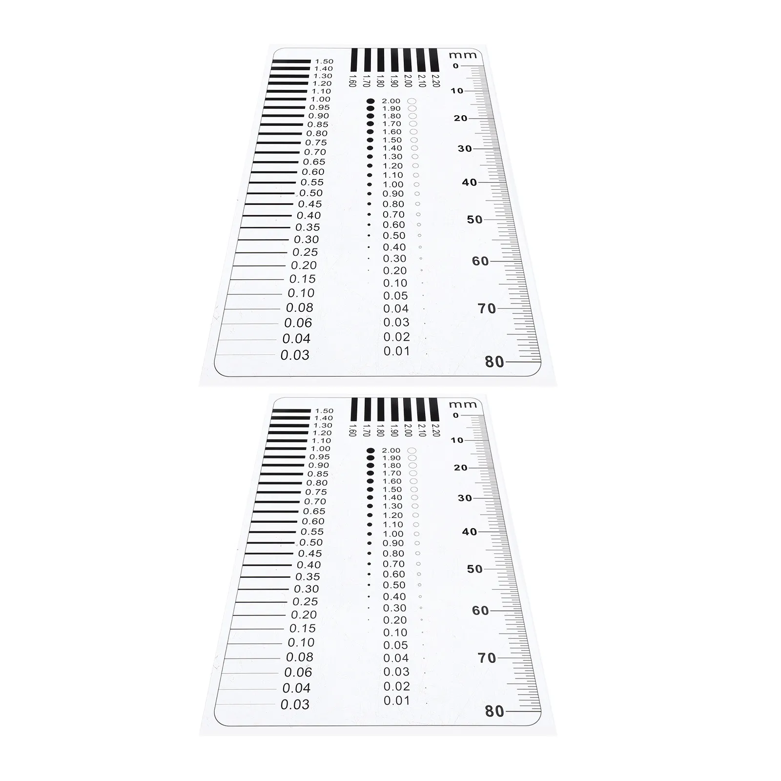 2Pcs Multi-Functional High Accuracy Crack Measuring Ruler Transparent Plastic Defect Detection Tool Surface Inspection Gauge