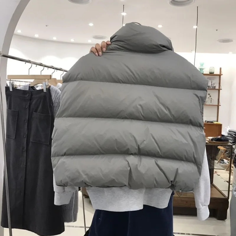 2024 Winter Long Sleeve Women Jacket Casual Chic Fashion Zipper Tops Stand Collar Loose Roupas Femininas