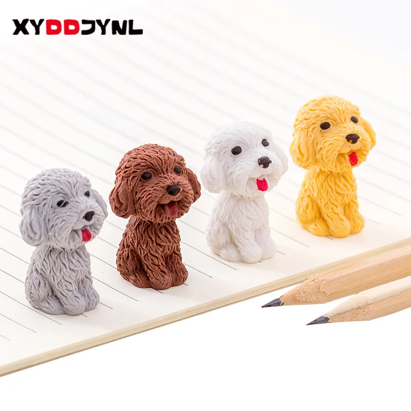 1 Pcs Creative Cute Cartoon Dog Eraser Kawaii Stationery Pencil Rubber Eraser Student Kids Gifts School Office Supplies