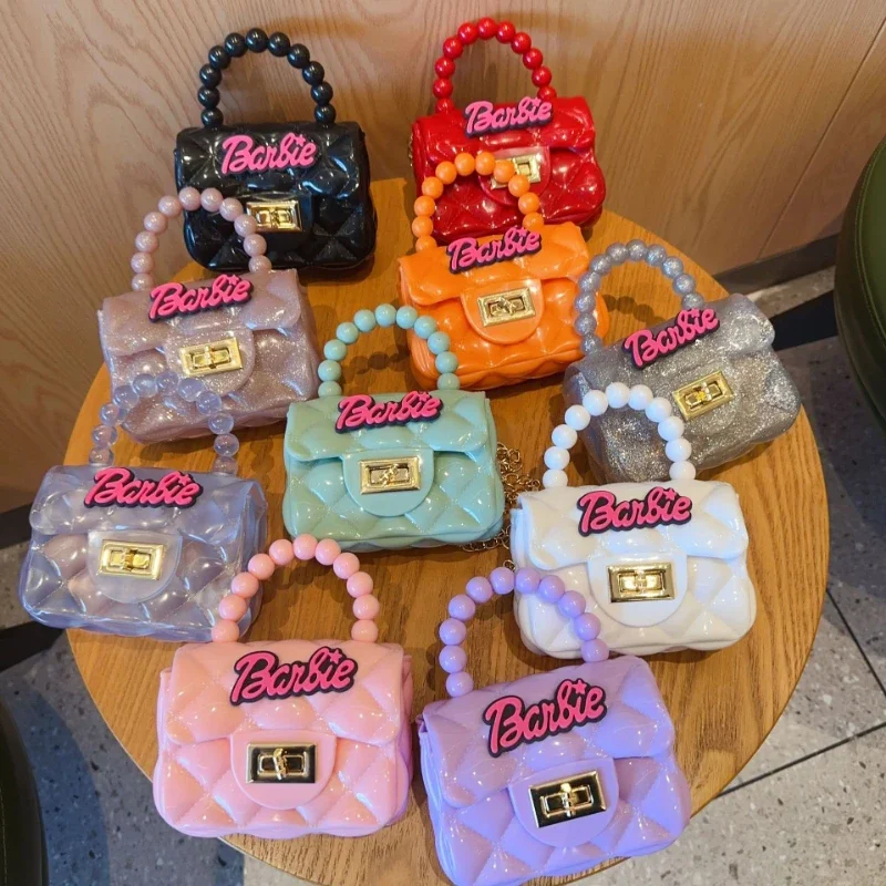 

Kawaii Barbe Crossbody Bag Cartoon Cute Girls Fashion Mini Chain Pearl Handbag Sweet Princess Jelly Pack Party Coin Purses Gift