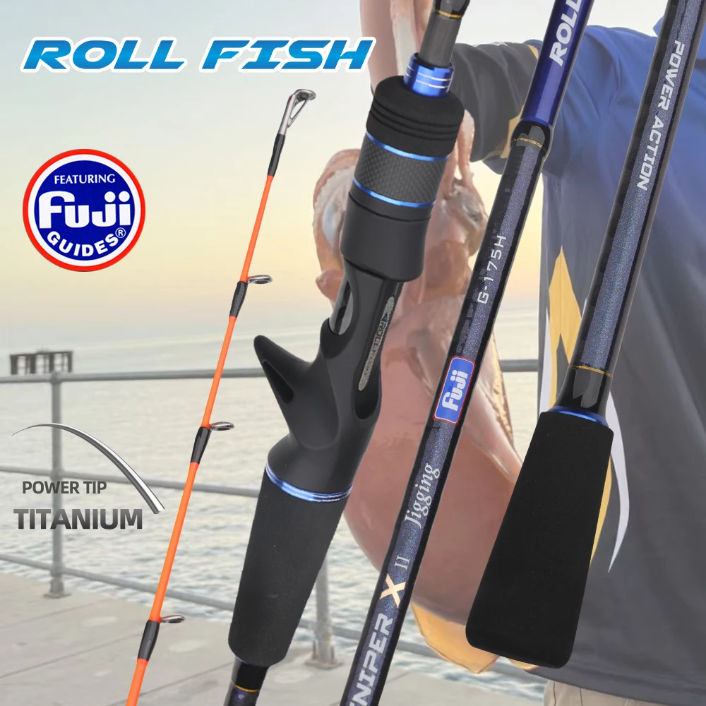 

ROLLFISH 1.75m Fuji Guides Octopus Rod Titanium Tip Carbon Fiber & Fast Action for Saltwater Quick Jigging