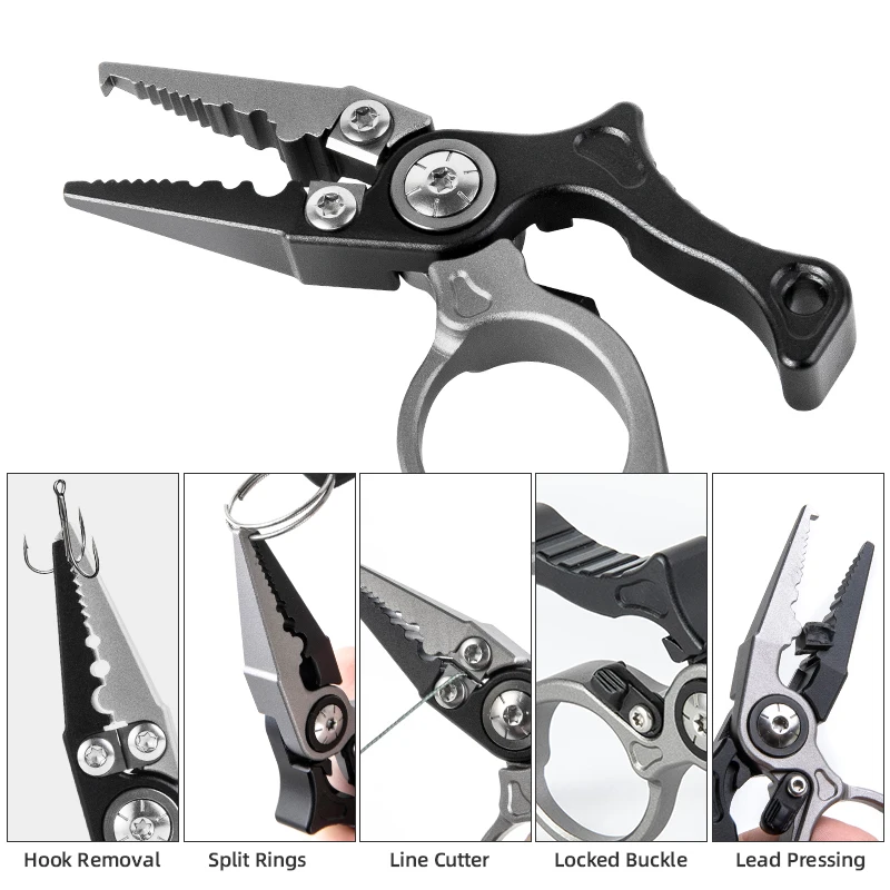 سبائك الألومنيوم كماشة الصيد إغراء صغير كماشة خطاف الصيد ومضفر خيط صنارة الصيد أداة إزالة سبليت حلقة كماشة الصيد Multitool