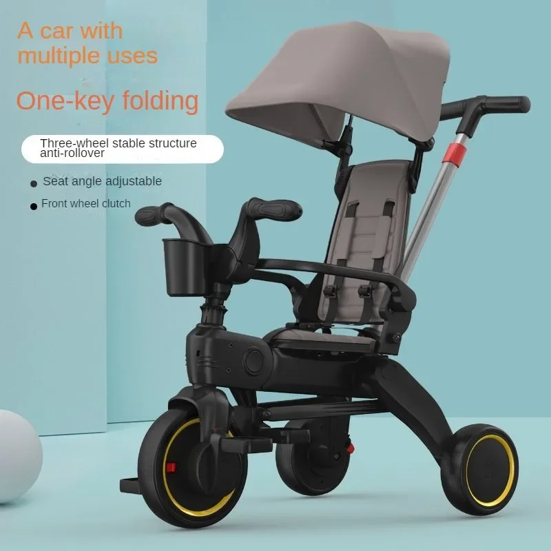 New Baby Stroller Lightweight Folding Children's Tricycle Two-way Seat Multifunctional Children's Pedal Car Baby Riding Toy