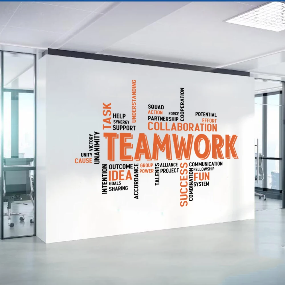 Teamwork Office Inspirational Quote Wall Sticker Decal Business Success Cooperation Motivational Quote Decor