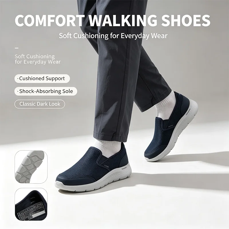 Skechers Official Genuine Men Slip-On Walking Shoes GO WALK FLEX Men Slip-On Walking Shoes Slip on no tie Light weight Sneakers