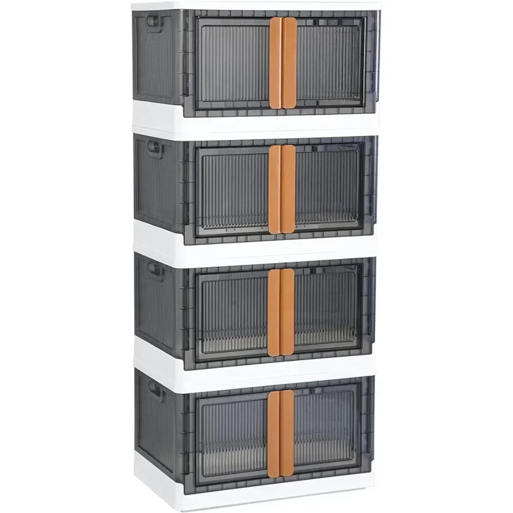 

Storage Cabinet - Bathroom Organizer, Plastic Shelves Bins with Lids, Collapsible Outdoor Storage Box, 19 Gal Office