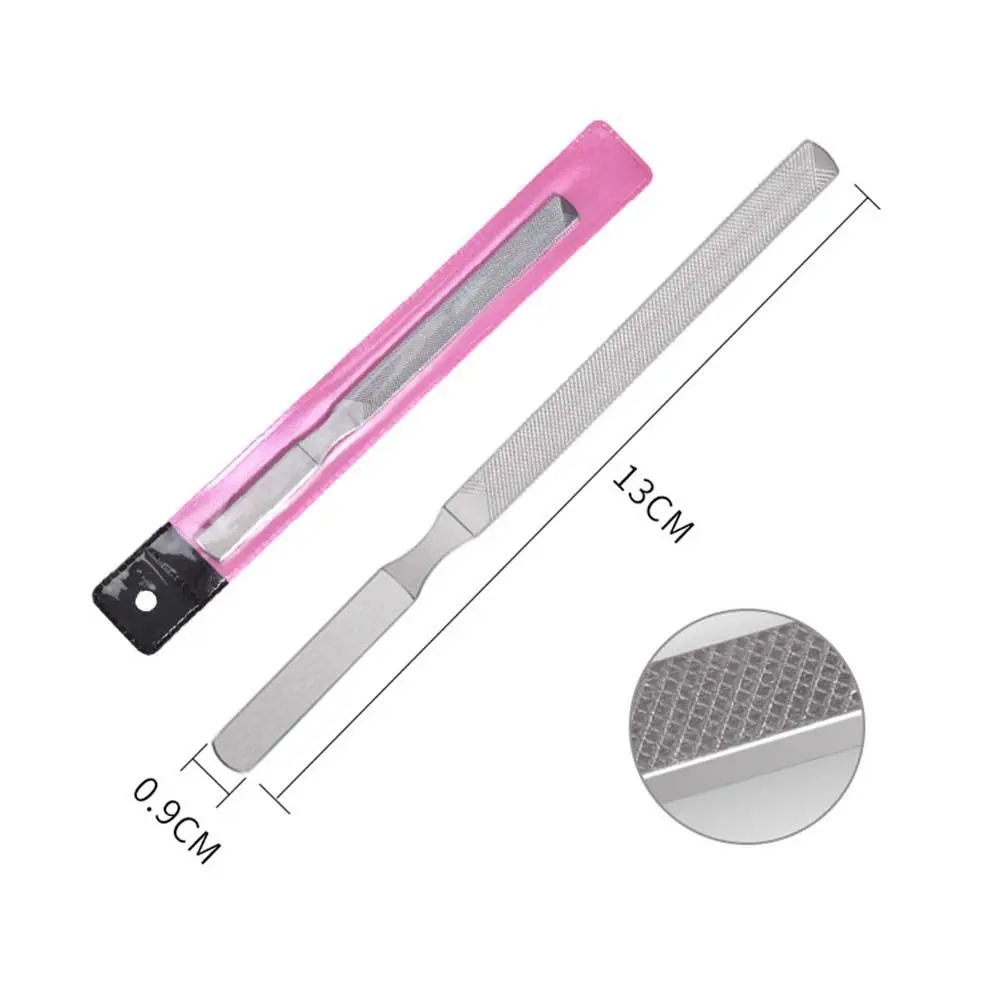 Durable Concave Handle Stainless Steel Double sided Nail Art Tools Nail Grinding Buffer Pedicure Tool Cuticle Remover Nail File