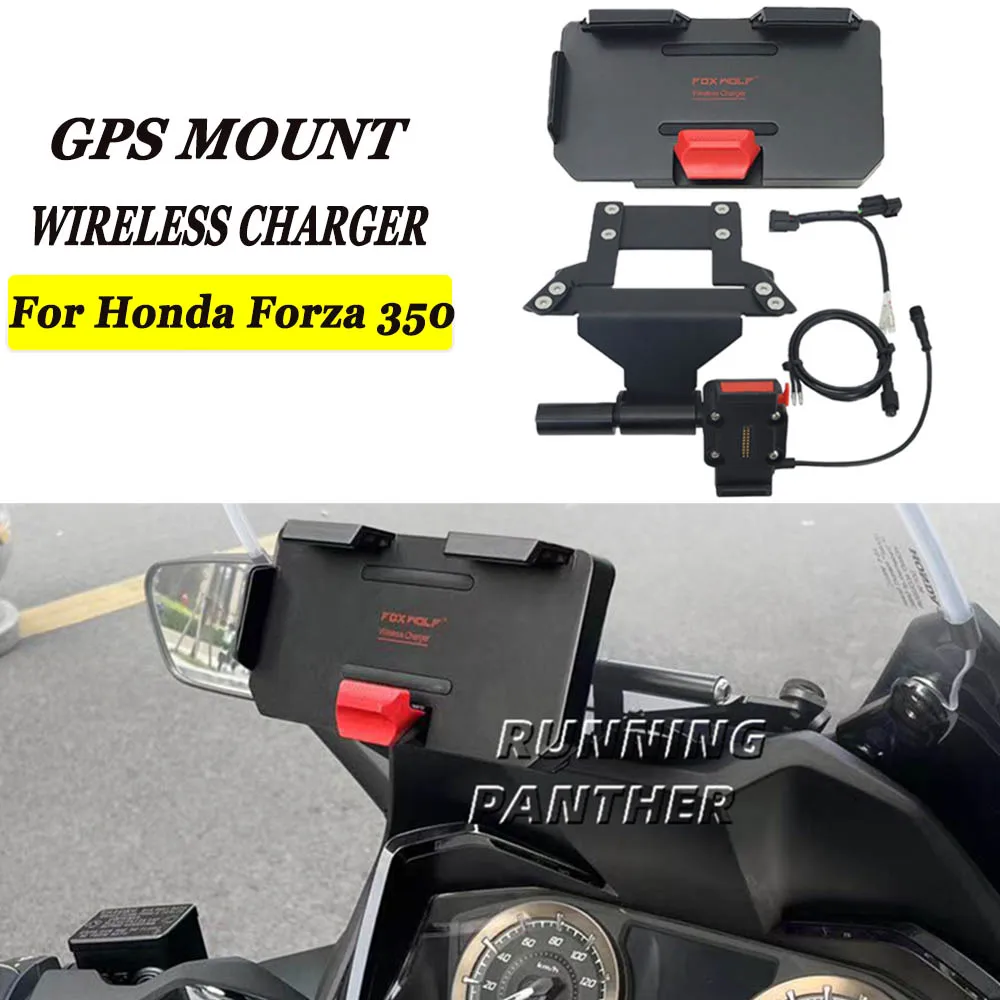 

NEW Motorcycle GPS Mobile Phone Navigation Bracket USB & Wireless Charger Holder Mount Stand Holder For Honda 350