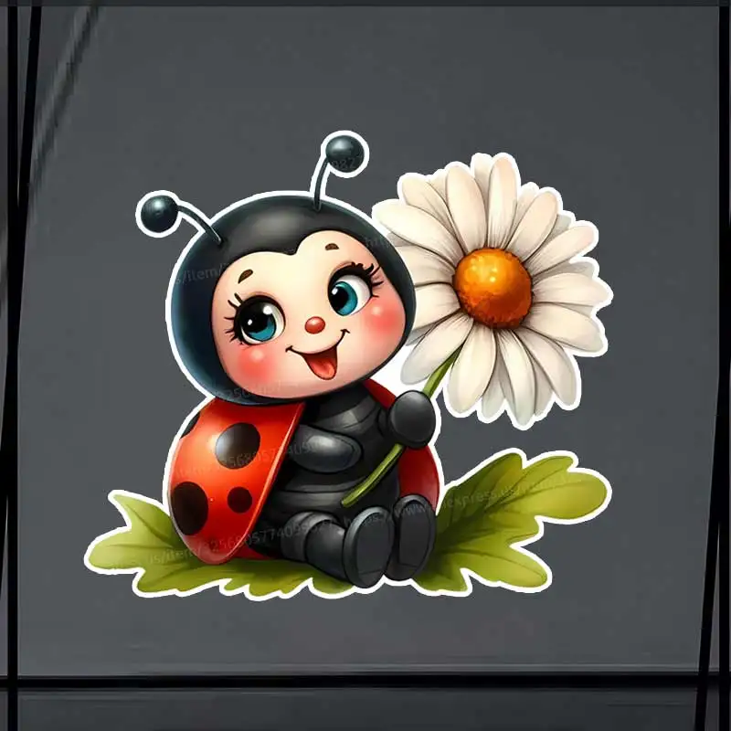Cute Ladybug Car Sticker Vinyl Decal Waterproof Rear Window Motorcycle Camper Bumper Truck Laptop Decoration TM140