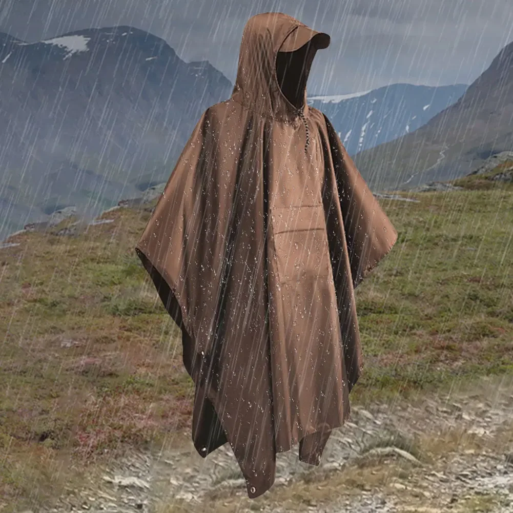 

Многофункциональный дождевик 3-в-1 с капюшоном и карманом, водонепроницаемый, легкий, унисекс, многоразовый, для активного отдыха на природе, для взрослых