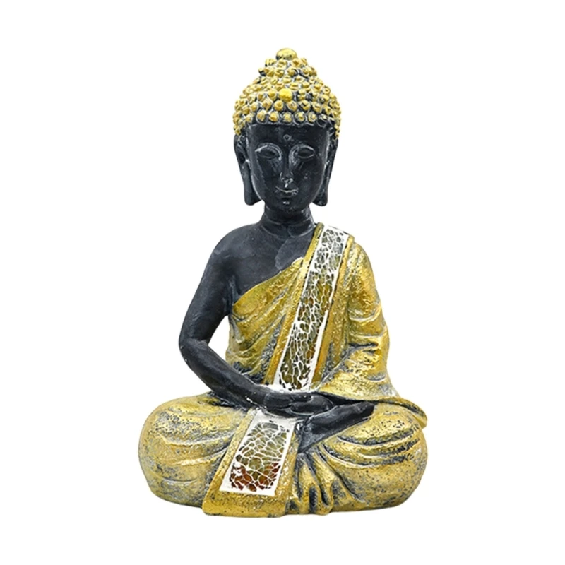 Golden Buddhas Statue Ornament Handcrafts Peaceful Desk Decors for Mindfulness