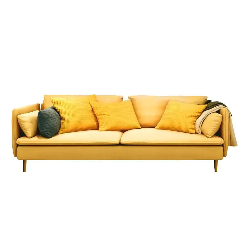 Nordic ins style about fabric sofa cotton and linen small apartment double three-person living room removable and washable