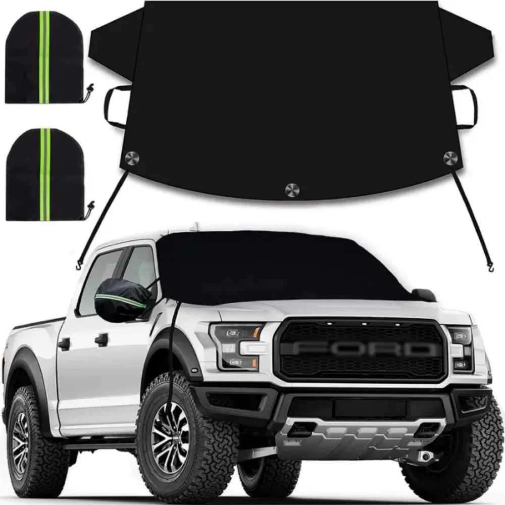 

600D Oxford Windshield Snow & Ice Cover - Thicken Waterproof, with Side Mirror Covers, 73"x51" Fit for Most SUVs & Trucks