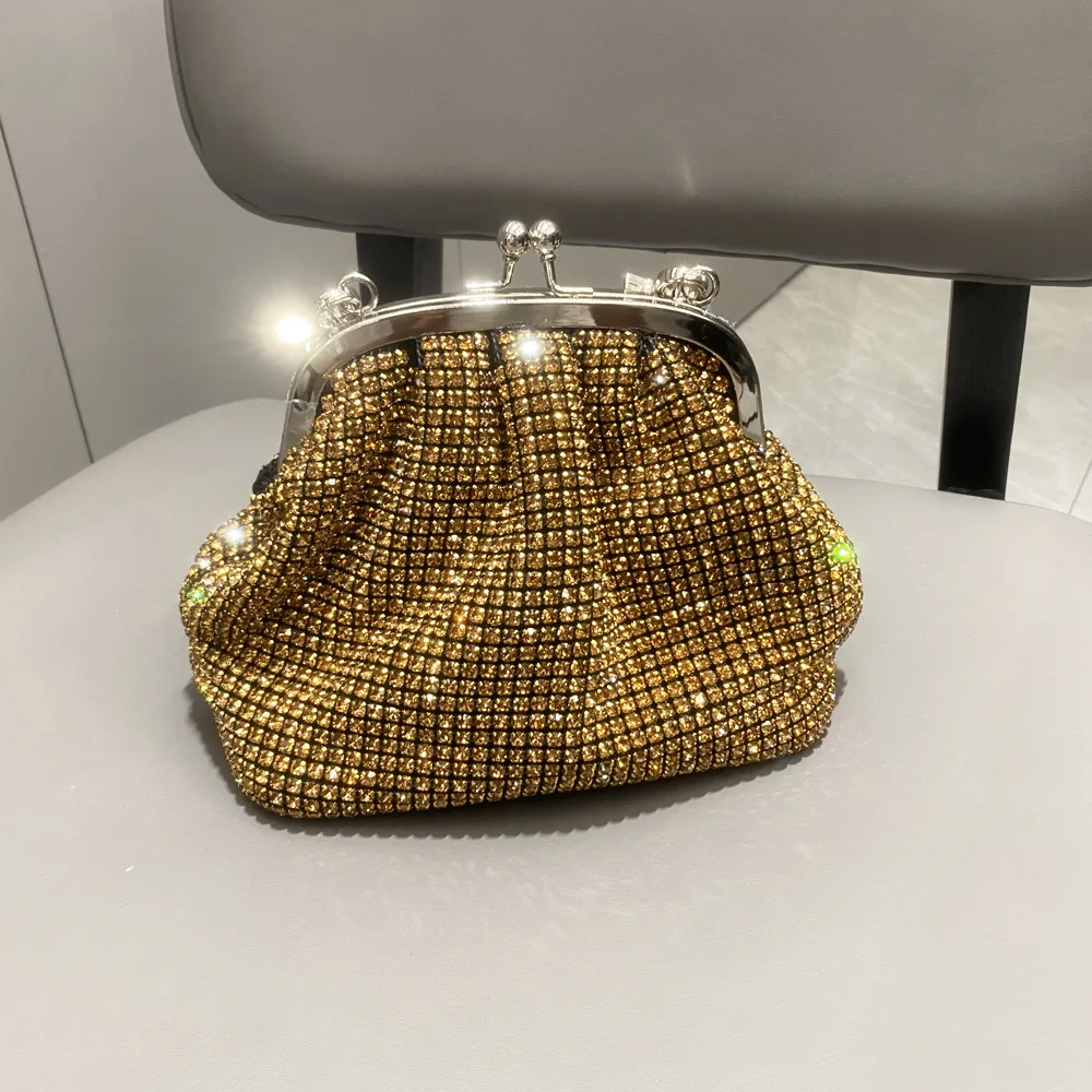 Bolso de noche con asa de diamantes de imitación, monederos y bolsos de diseñador de lujo, cristal brillante, bolso de mano nupcial, bolso de cubo, bolsos de hombro