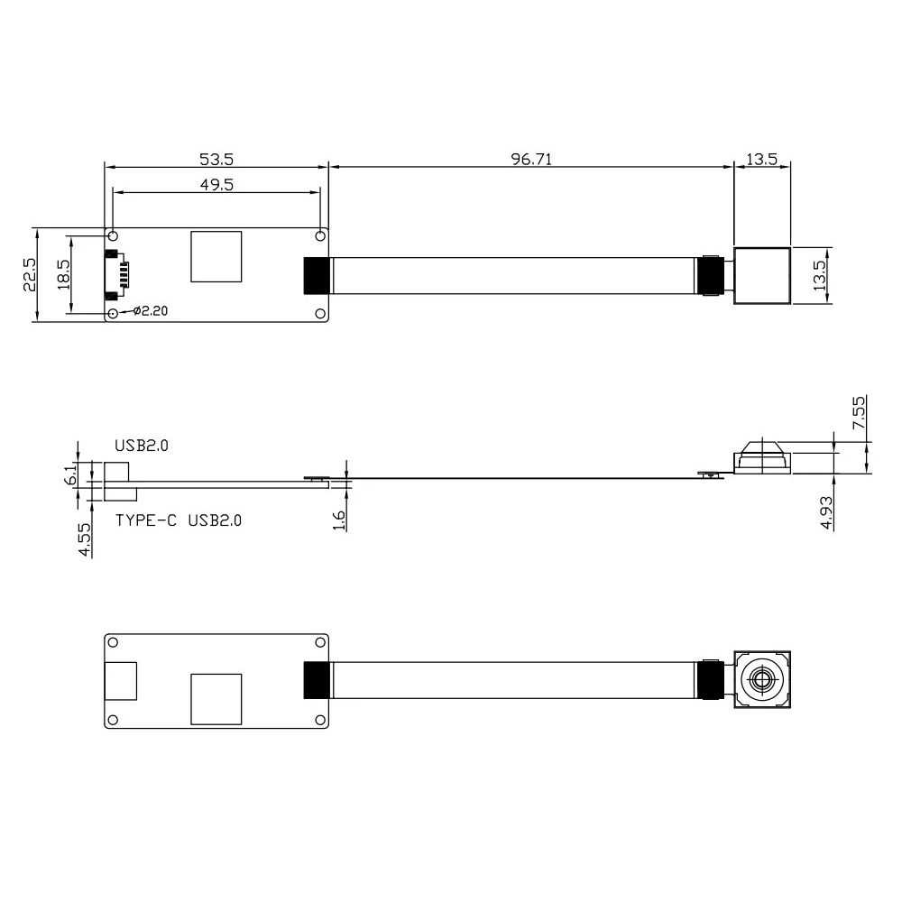 IMX766 Camera Module with 50MP HD PDAF Auto Focus USB 2.0 Type C  UVC Driver Free 1.25-5P Interface 8160*6120  Auto Exposure