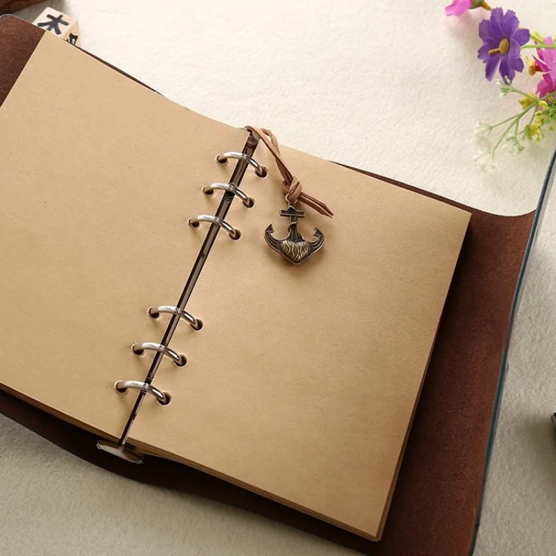 Retro Notebooks & Journals Agenda  Binder Sketch Book PU Leather Soft Cover 14x10cm Replaceable Kraft Paper Inner Book