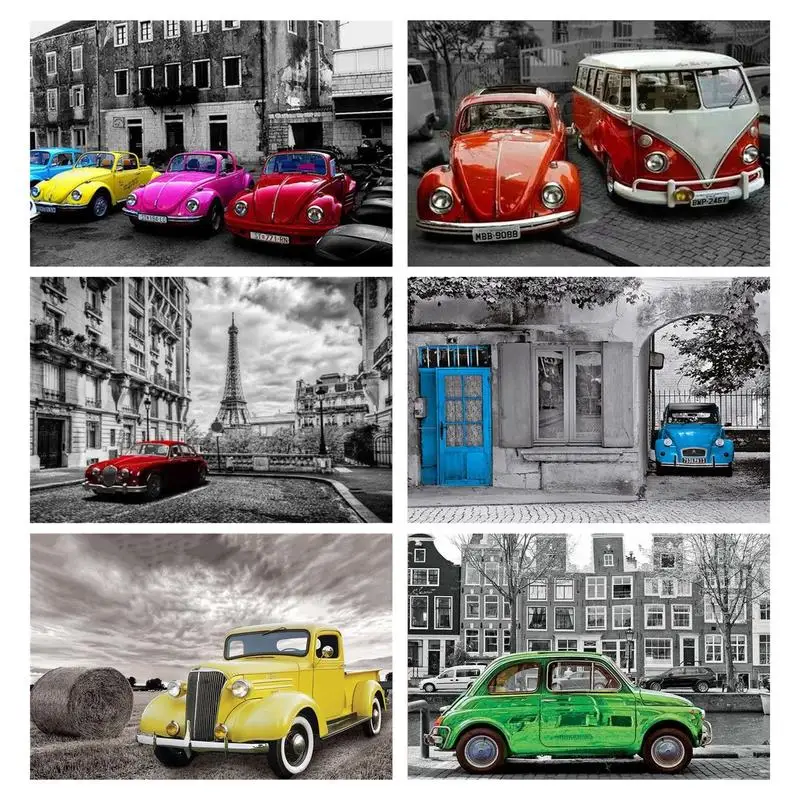 

CHENISTORY Painting By Numbers Framed City Car Scenery Picture Number Artcraft Hand Painted Home Wall Decor