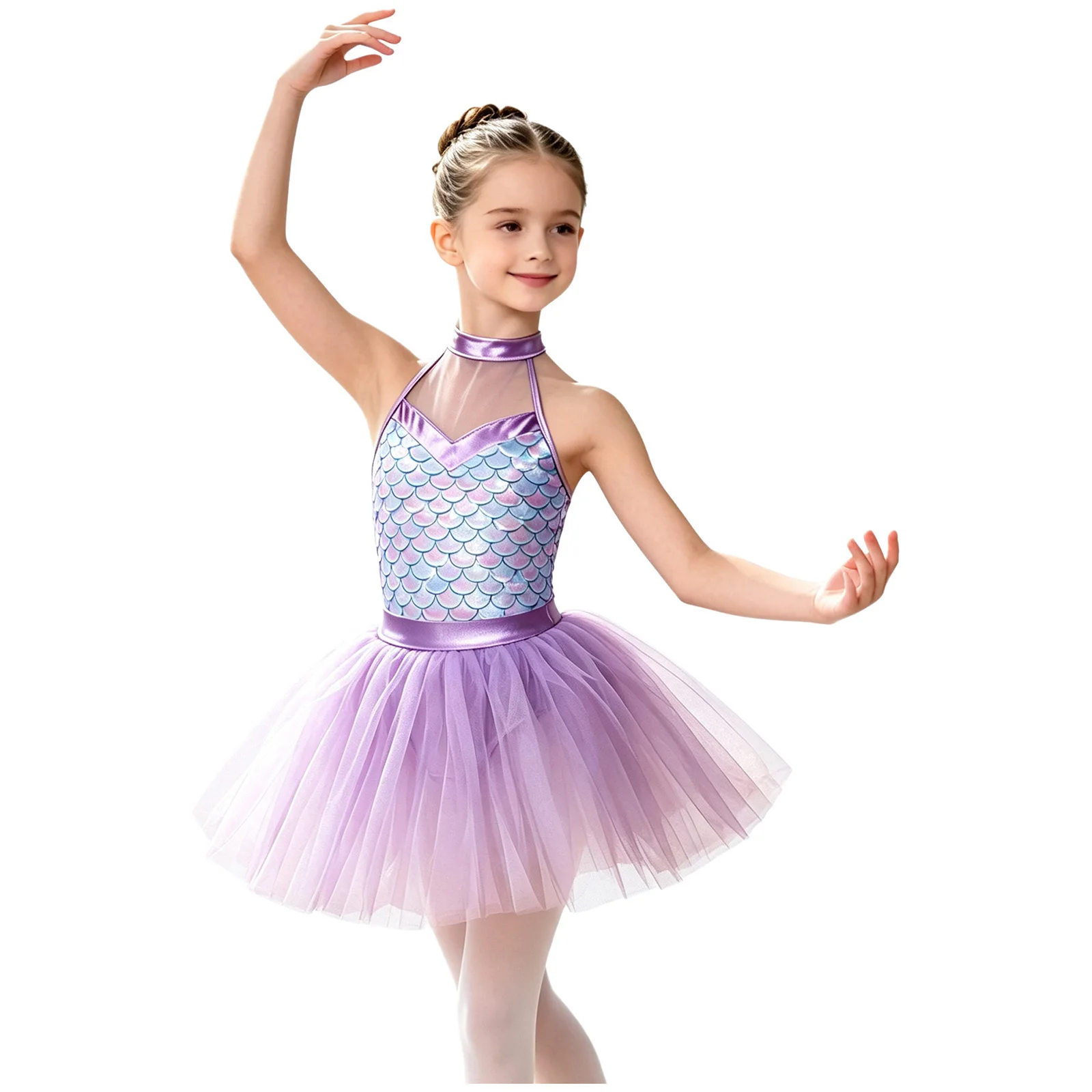 Glänzendes Metallic-Ballett-Tutu-Kleid für Mädchen mit Tier- und Leopardenmuster für Tanzwettbewerbe und Aufführungen – Detail 12