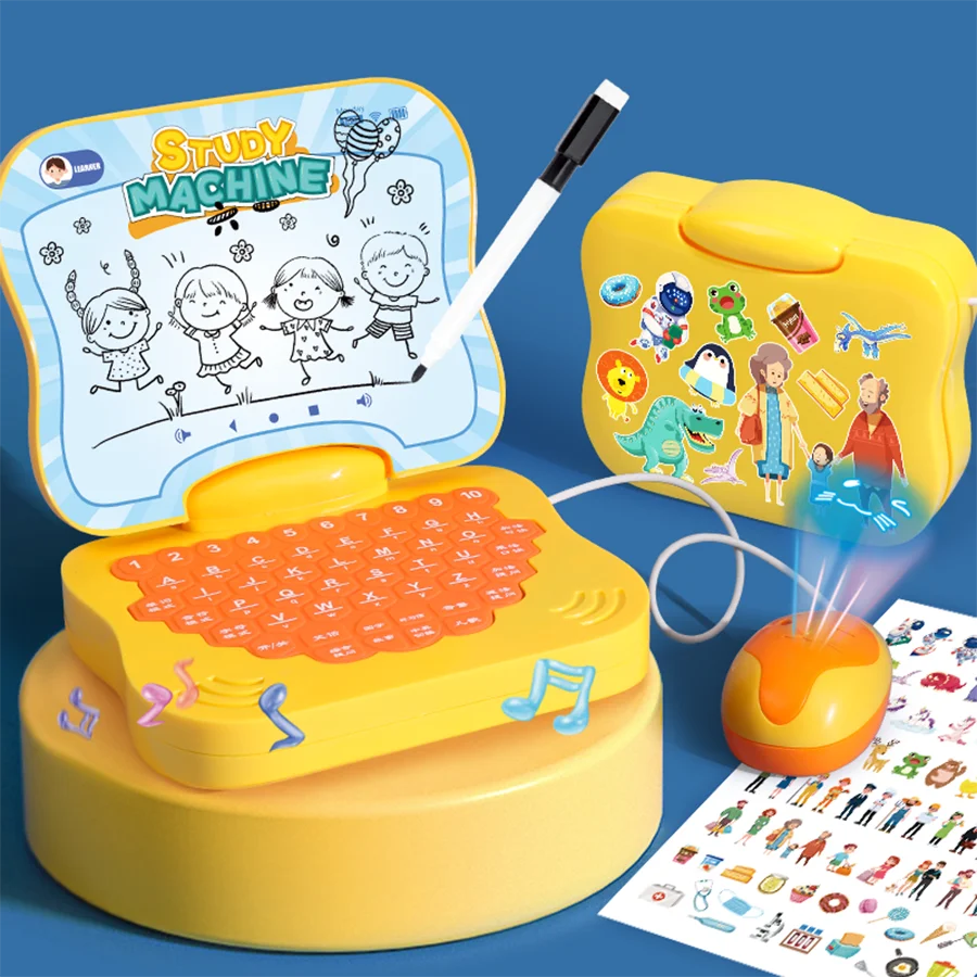Crianças educação precoce computador bilíngue mouse projeção máquina de aprendizagem brinquedo educativo simulação ponto máquina leitura