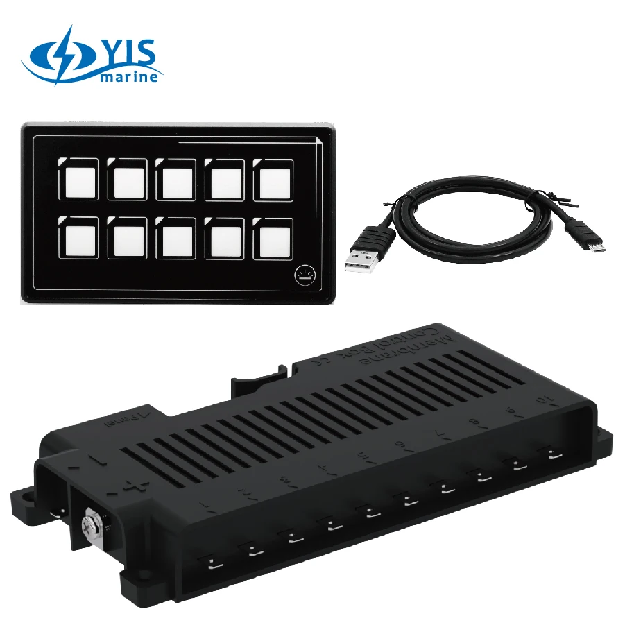 YIS Marine Advanced Ultra Compact 24v 12v Touch Switch Panel with Relay Control Box 10 Gang Membrane Touch Backlight Module