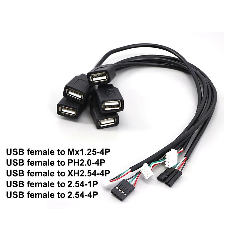 0.3M USB male Female Terminal Data To Head JST mx 1.25/PH2.0/XH2.54-4Pin 2.54 1p 4p cable Extension for Touch Screen Cord 28awg