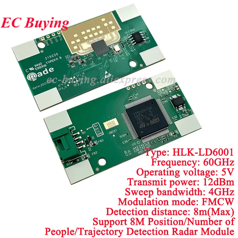 HLK-LD6001 60GHz FMCW 4T3R 8M Radar Human Motion Trajectory Tracking Sensor Intelligent Sensing Mobile Area Detection Detector