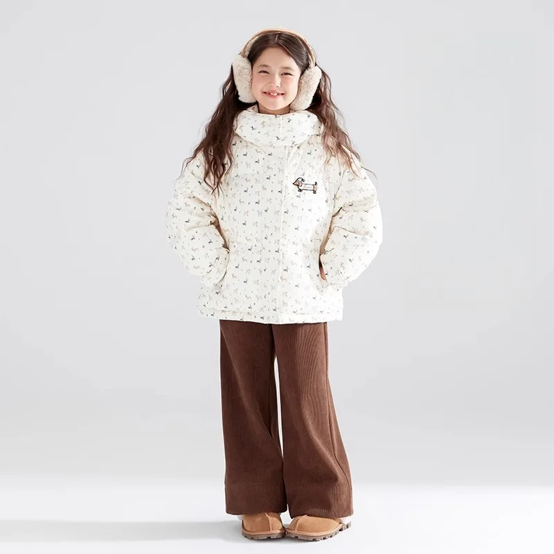 

Winter Thickened Warm Coats Girls Down Jacket Children Cartoon Hooded Outerwear Autumn Fashion Tops Kids Padded Cotton Clothes