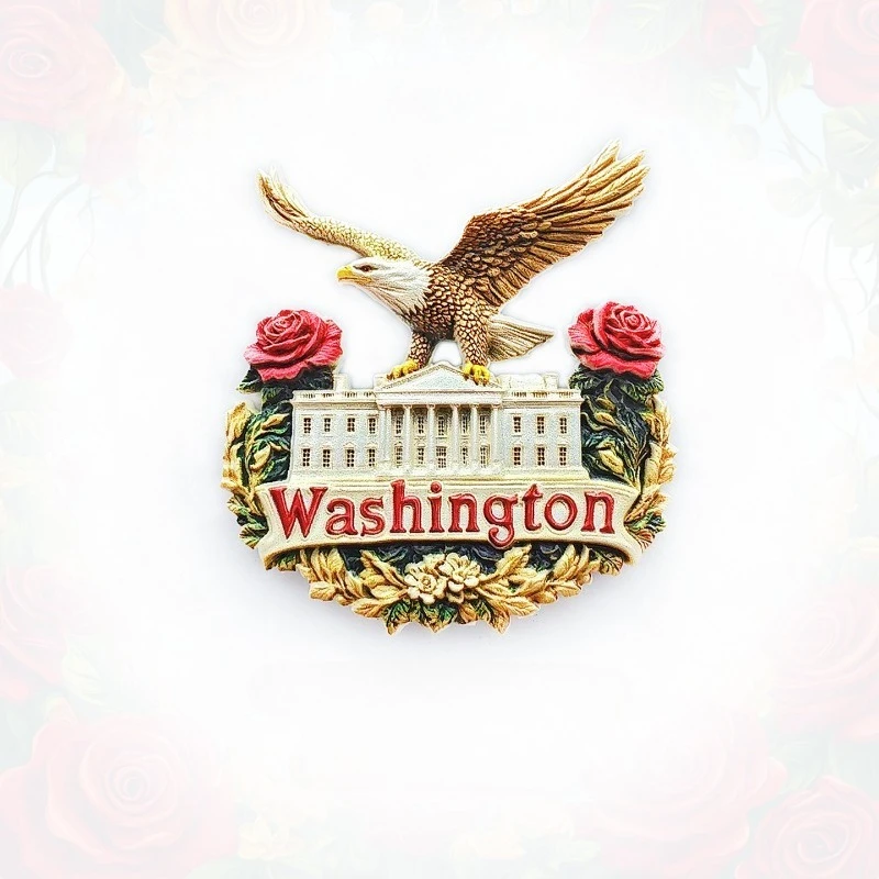 Washington White House Eagle Fridge Magnet - 3D US Capitol Souvenir Presidential Seal Decor Unique American Gift