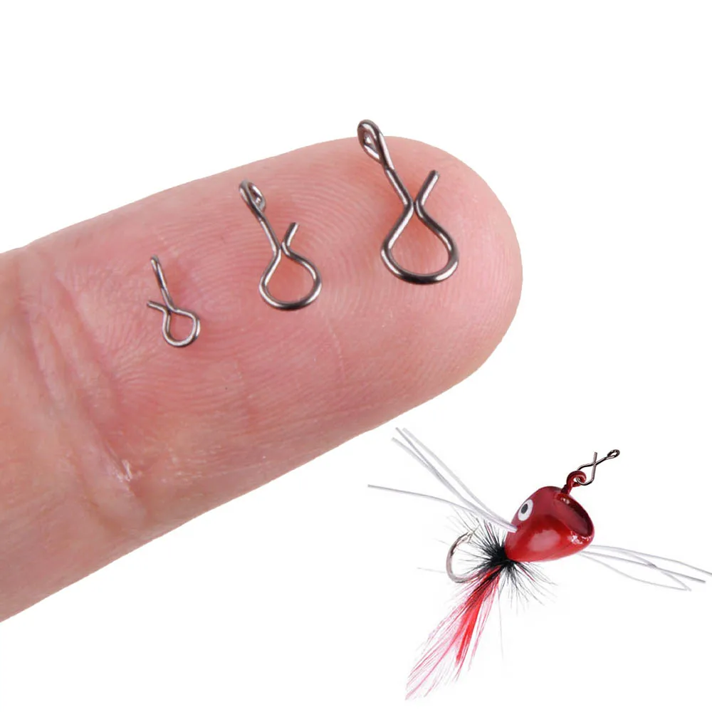 100/50Pcs acciaio inossidabile pesca a mosca Snap cambio rapido Clip veloce per gancio volante Jig Bait Lock connettore attrezzatura da pesca