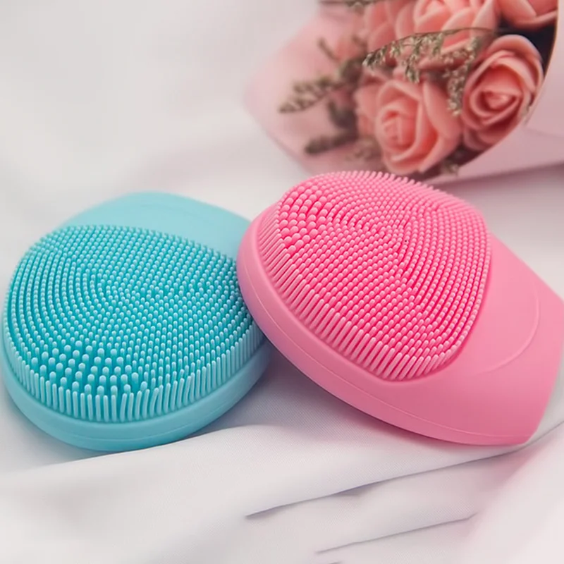 المحمولة بالموجات فوق الصوتية أيون سيليكون منظف للوجه مقاوم للماء الجلد الغسيل مُدلك بالاهتزاز فرشاة تنظيف الوجه للعناية بالجمال