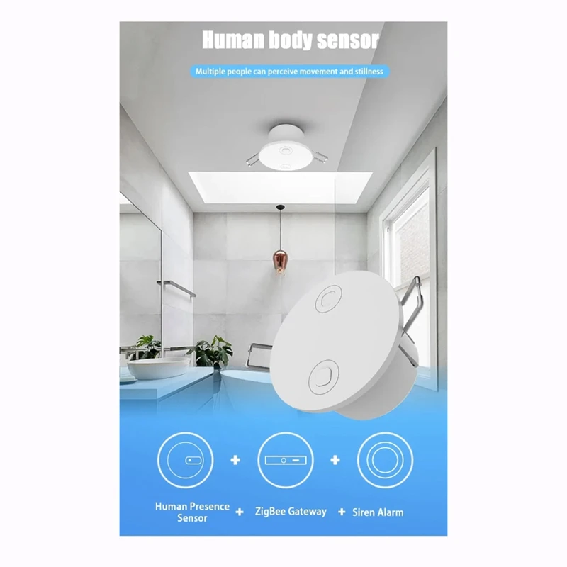 Zigbee Smart Human Presence Detector, PIR Sensor de Movimento para Segurança Doméstica, Economia de Energia, 5.8G