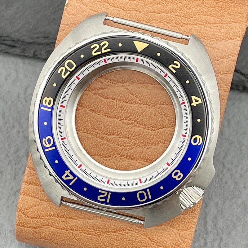 44mm Silver NH35 Case For 6105 6309 Turtle Abalone Mechanical Wrist Watches Case Sapphire Glass Fits NH35 NH36 7S26 4R Movement