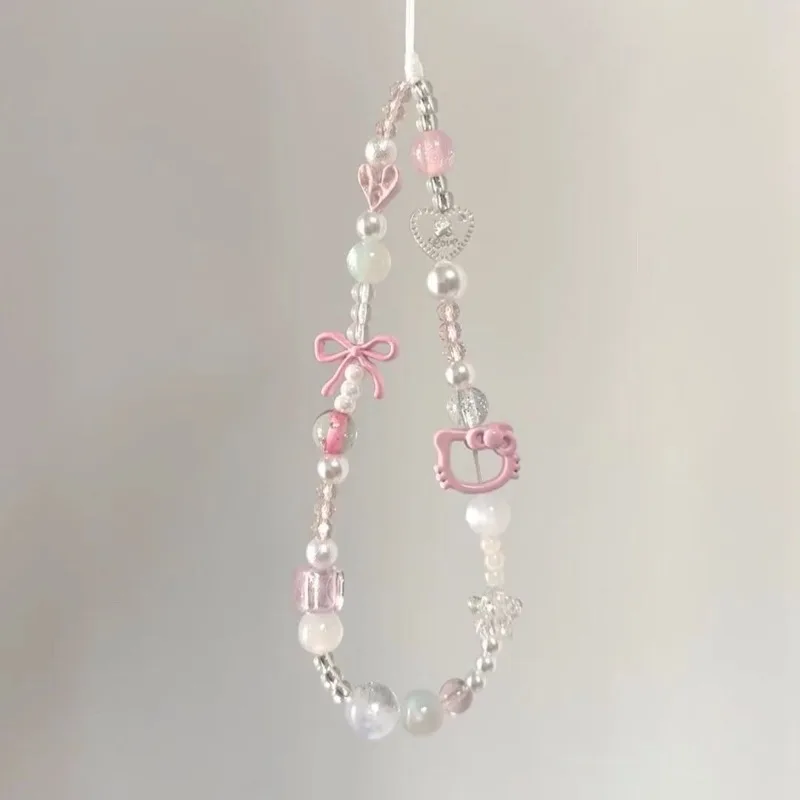 Girl Pink Mobile Phone Ins Chain CCD Hanging Rope DIY Camera Bead Bag Hanging Decoration