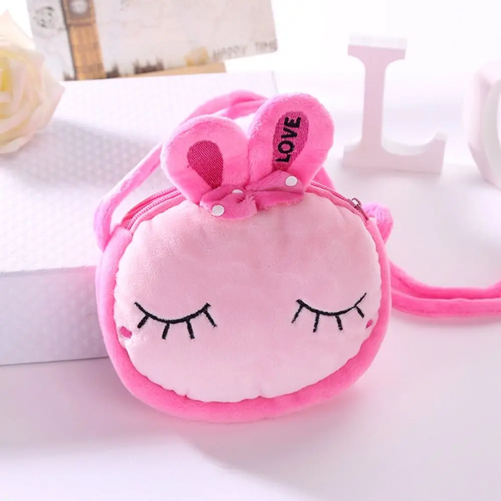 Coin Purse Animal Plush Crossbody Wallet Rabbit Cartoon Cartoon Plush Shoulder Bag Stuffed Fluffy Kid Cartoon Message Bag Women