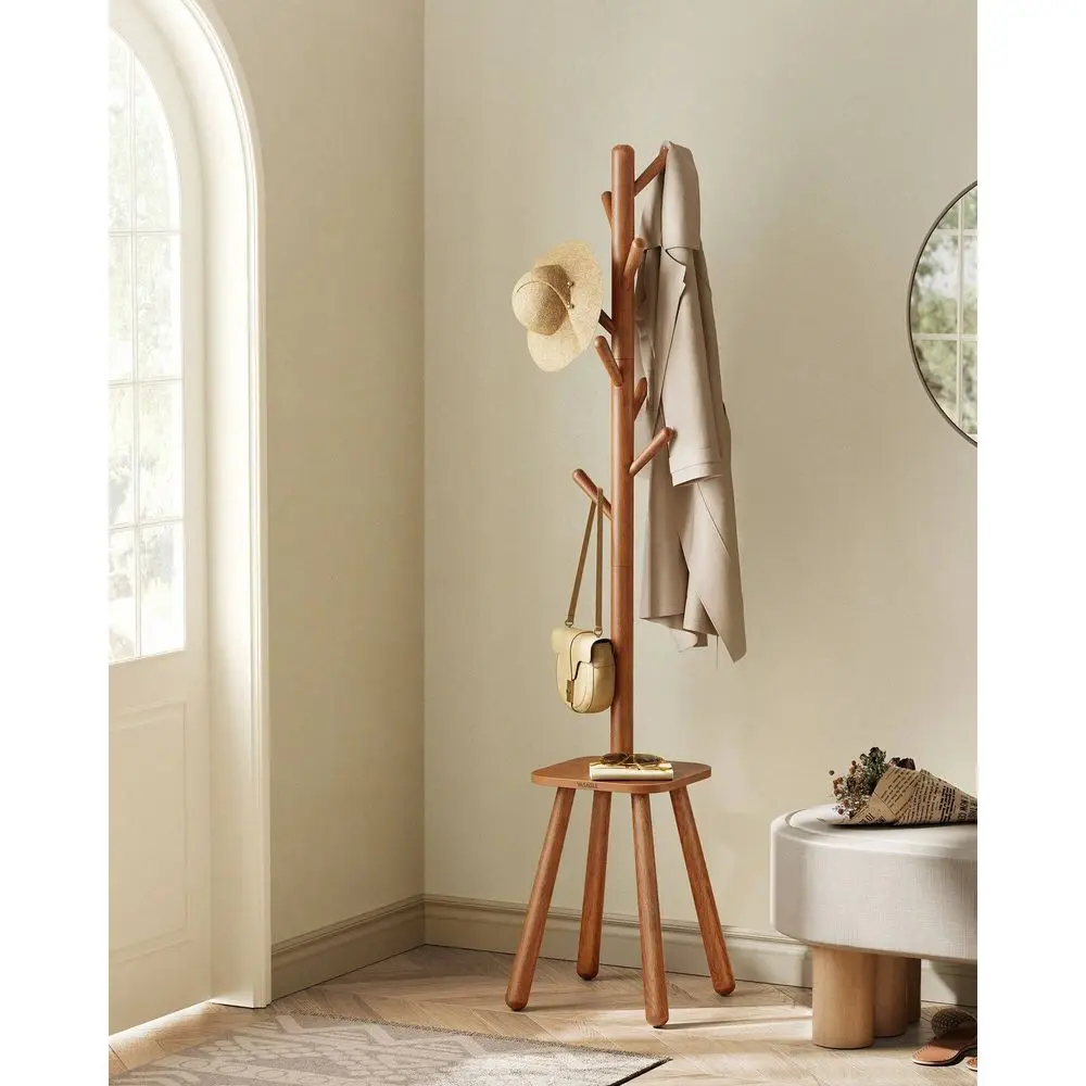 

Вешалка для одежды, напольная вешалка для прихожей с 8 крючками и полкой для хранения, высота 67,1 дюйма, для пальто, шляп, сумок, для дома