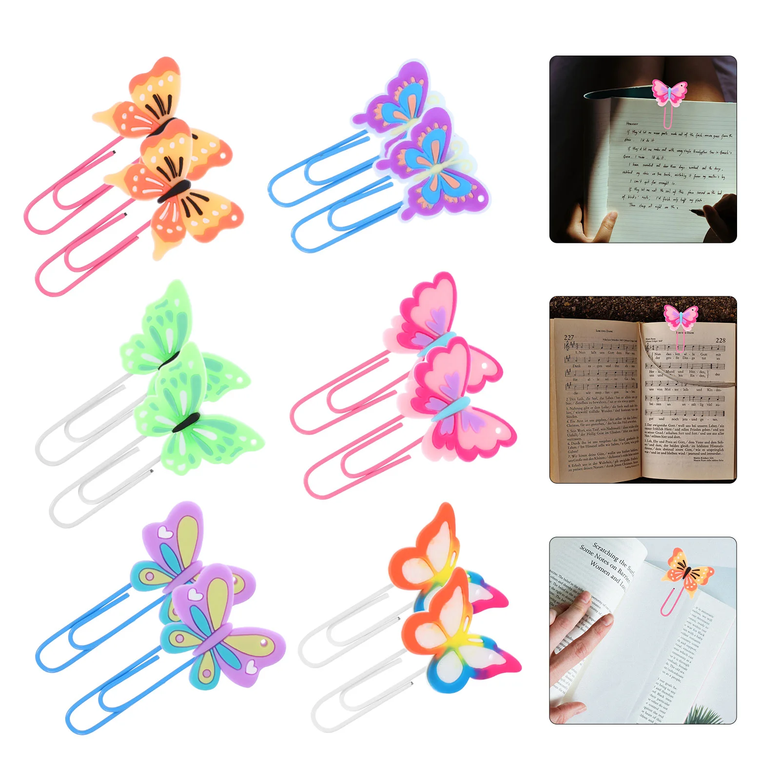 12pcs Office File Clips Adorable Paper Clips Portable Paper Clips Butterfly Paperclips File Fixing Paperclips