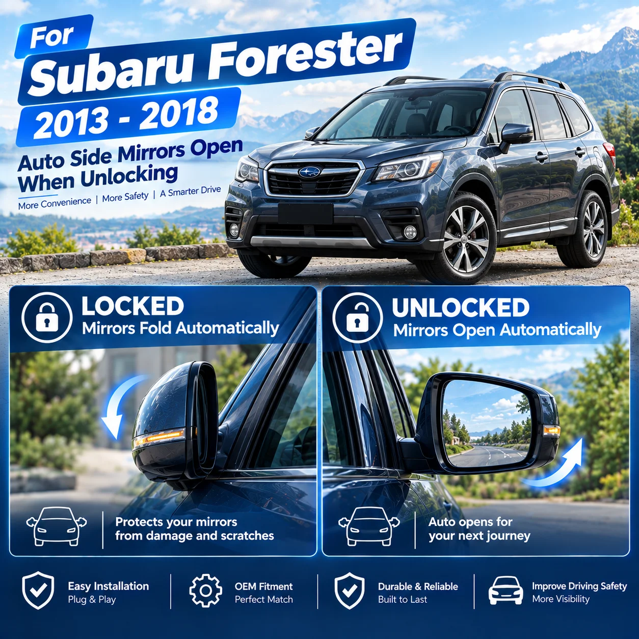 Automatic Side Mirror Folding Module for Subaru Forester（13-18） – Fold on Lock, Unfold on Unlock