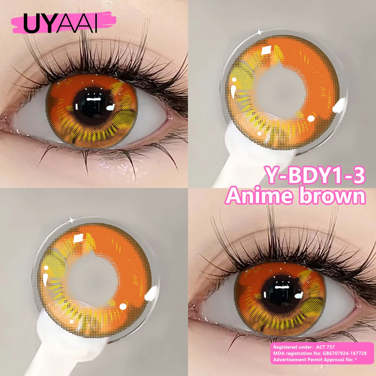 UYAAI 1 Paar farbige Kontaktlinsen für Anime-Cosplay für Augen, rote Linsen, weiße Linsen, Make-up, Schönheit, bunte Linsen – Detail 7