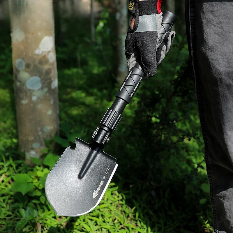 Multi Function Folding Shovel High Carbon Steel Camping Shovel with Pick Saw Bottle Opener Outdoor Survival Tool Gardening Hikin