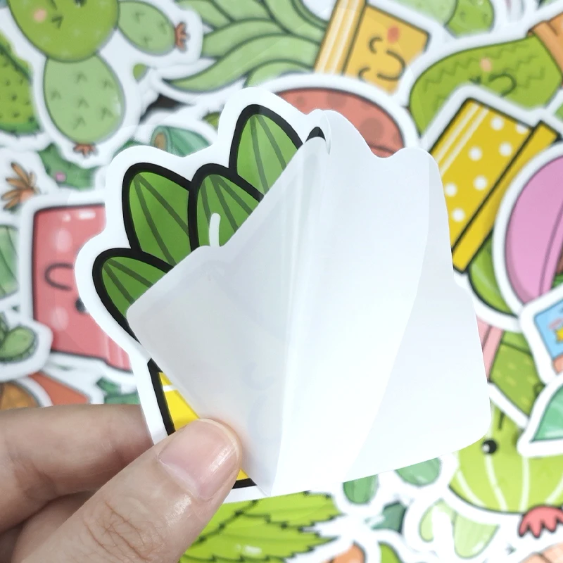 50PCS Cartoon Cactus Plant Graffiti Stickers DIY Diary Car Helmet Guitar Kawaii Label Green Plant Stickers Children Toys Gifts view 4