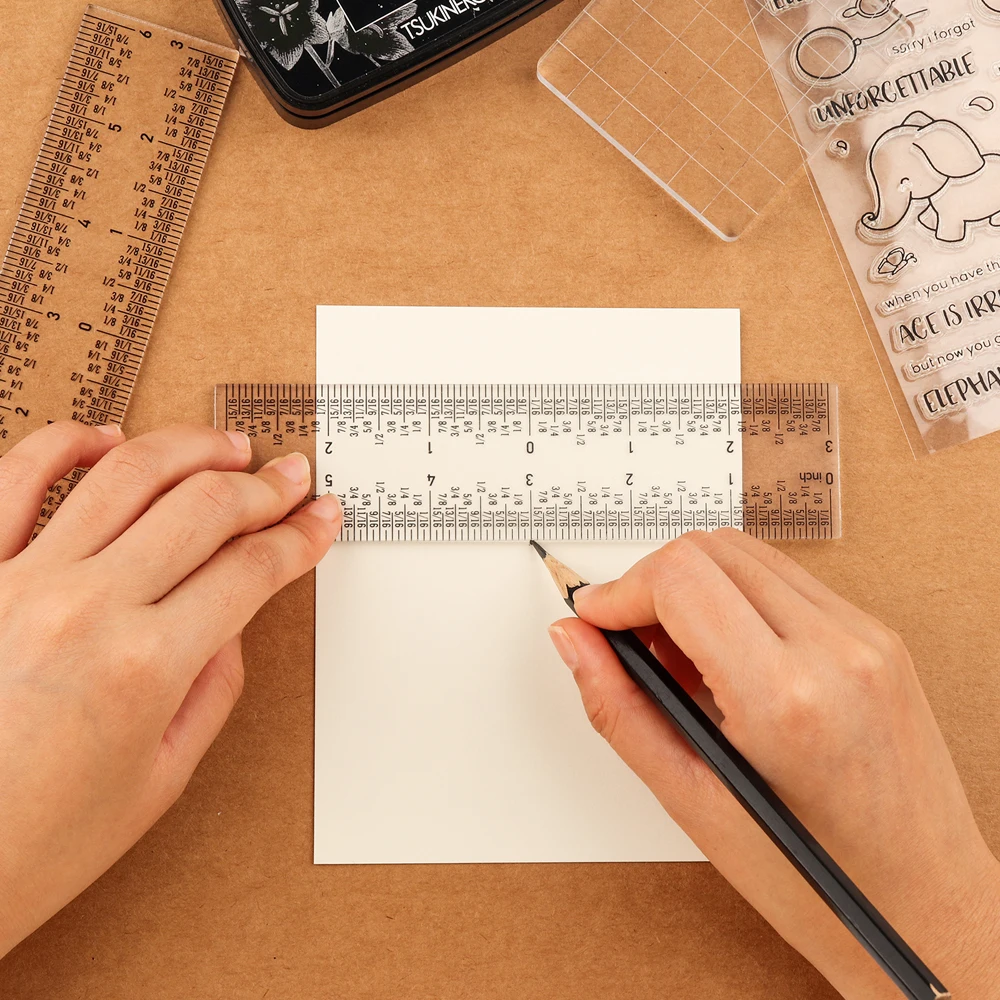 Zero-Centering 6 inch Clear Acrylic Multifunctional Ruler For Crafting Card Making School Supplies Easy Measurement Hand Tool